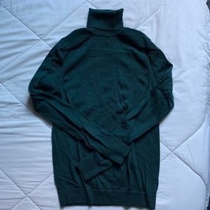 Le 31 Simons women's forest green turtleneck sweater, merino wool, size small